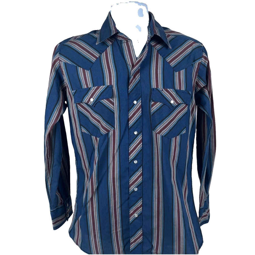 Vintage ATB Mens Plaid Cotton Blend Long Sleeve Western Snap Shirt Size 15 32/33
